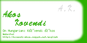 akos kovendi business card